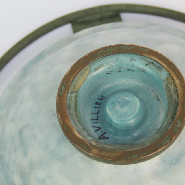 Metal Art Deco Metal & Ceramic Bowl by Andre Villien, 1920s For Sale - Image 7 of 8