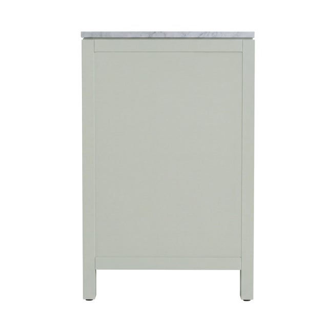 Wood Nora 32 in. W Rectangular Wood & Marble Bathroom Vanity with Storage, Sage Green For Sale - Image 7 of 11