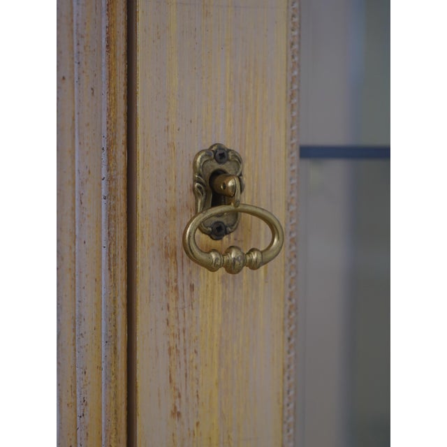 Pair French Style Gold Wash Corner China Cabinets For Sale - Image 9 of 18