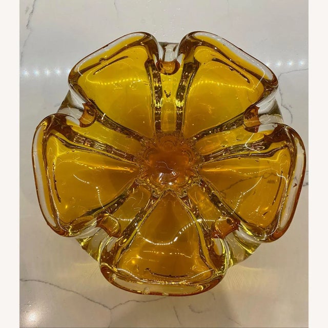 1970s Bohemia Heavy Thick Art Glass Vase, 1970 For Sale - Image 5 of 8