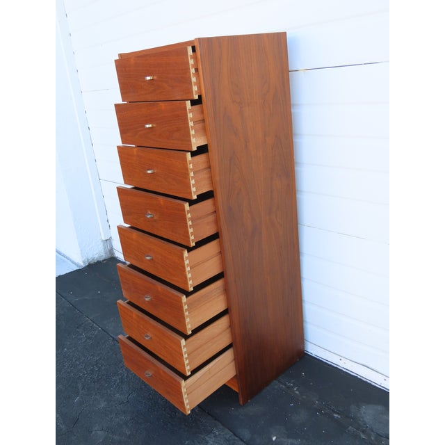 Mid Century Danish Modern Tall Narrow Lingerie Jewelry Chest 6628 For Sale - Image 13 of 15