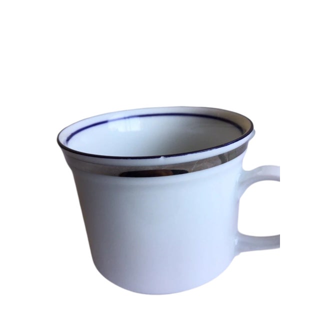 Mid 20th Century Mitterteich German Bavaria Blue Silver Porcelain Demitasse Cup Set- 10 Pieces For Sale - Image 9 of 12