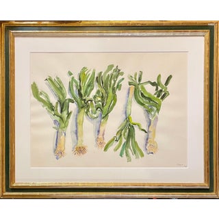 Bernard Chaet, Large American Modernist Watercolor Painting Leeks Bernard Chaet Expressionist, 1978 For Sale