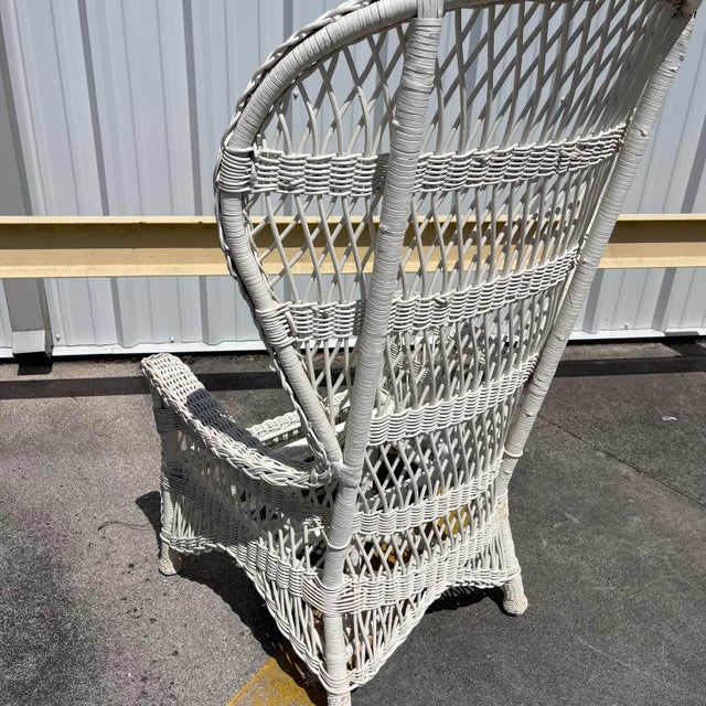 20th Century Woven Wicker Wingback Peacock Chair For Sale - Image 4 of 12