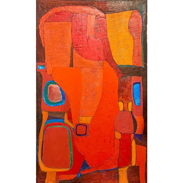 Angel Ponce de Leon, Large Abstract Biomorphic Spanish Bold Modern Oil Painting Angel Ponce de Leon, 1966 For Sale