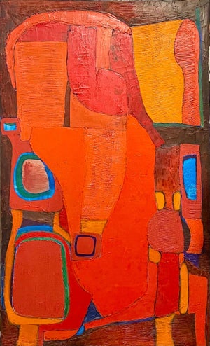 Angel Ponce de Leon, Large Abstract Biomorphic Spanish Bold Modern Oil Painting Angel Ponce de Leon, 1966