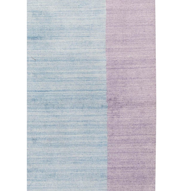 Modern Minimalist Modern Tibetan Rug in Viscose – Blue & Lavender, by Doris Leslie Blau For Sale - Image 3 of 7