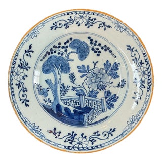 18th Century Chinoiserie Delft With Ochre Trim For Sale