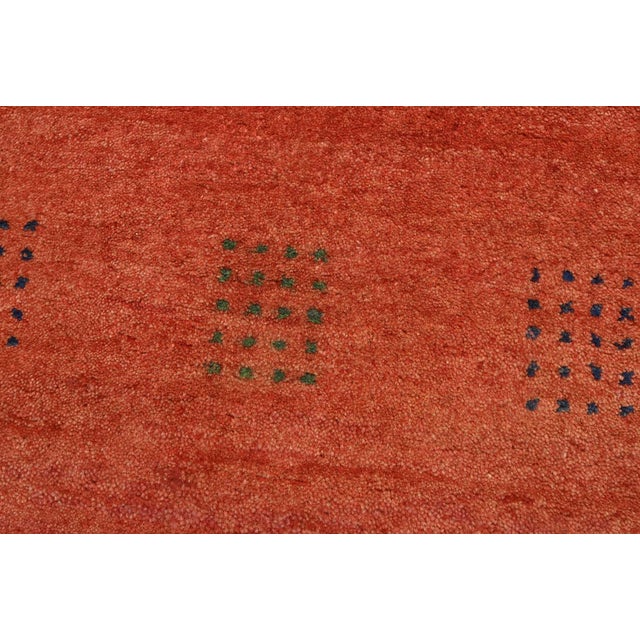 Gabbeh Runner 2'7'' X 9'10'' Red Wool Contemporary Hand-Knotted Rug For Sale - Image 4 of 12