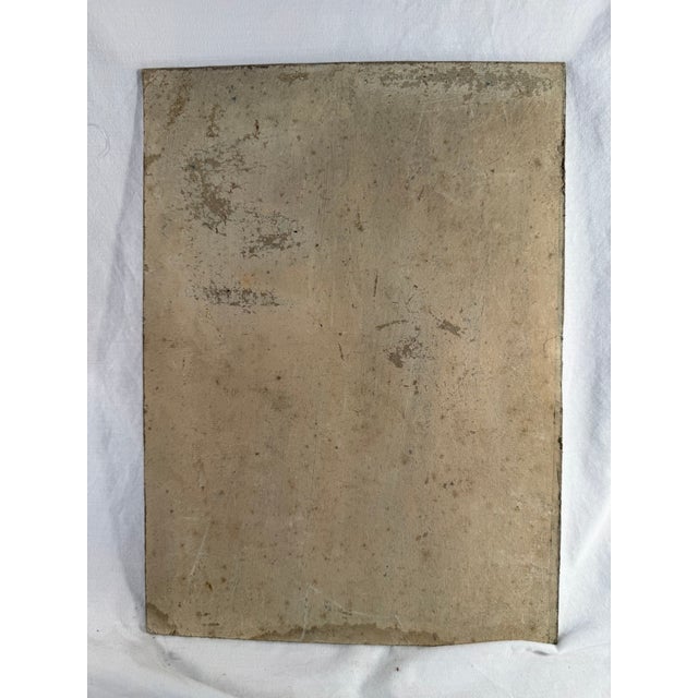 1950s Original, Vintage, French Oil on Board Garden Landscape For Sale - Image 5 of 5