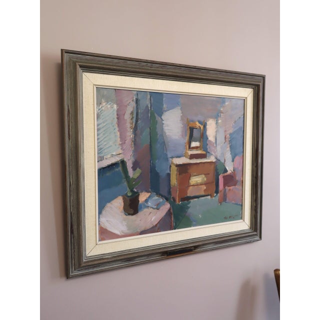 Mid 20th Century Mid-Century Modern 'The Pastel Room' Original Swedish Expressive Interior Scene Oil Painting, Framed For Sale - Image 5 of 14