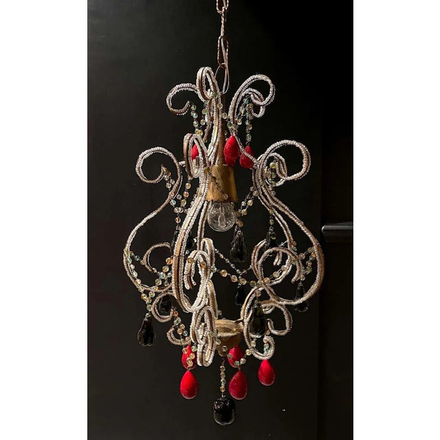 1950s Italian Hollywood Regency Pendant Light With Venetian Fruits & Beads For Sale - Image 13 of 13