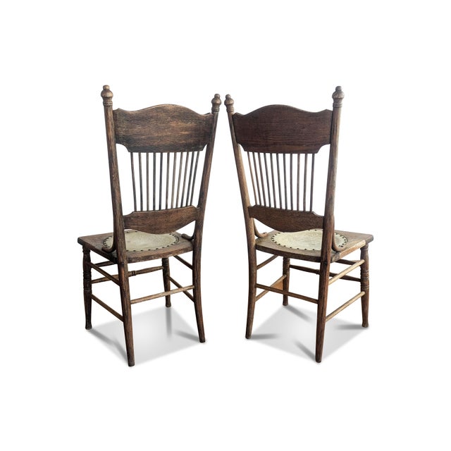 Antique Pressed Back Spindle Chairs - A Pair For Sale In Raleigh - Image 6 of 11
