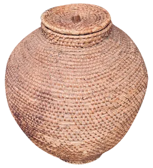 Early 20th Century Folk Art Primitive Straw Basket, 1890s