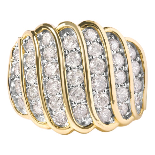 10 Yellow Gold 2.00 Cttw Diamond Multi Row Cocktail Band Ring (I-J Color, I1-I2 Clarity) - Ring Size 8 For Sale