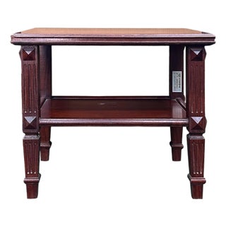 Oriental Rosewood Brown Square Legs Rectangular Side Table Display Stand For Sale