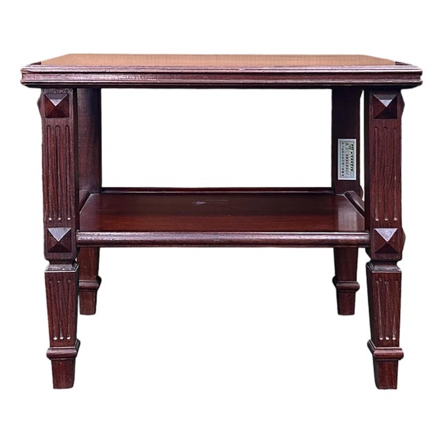 Oriental Rosewood Brown Square Legs Rectangular Side Table Display Stand For Sale
