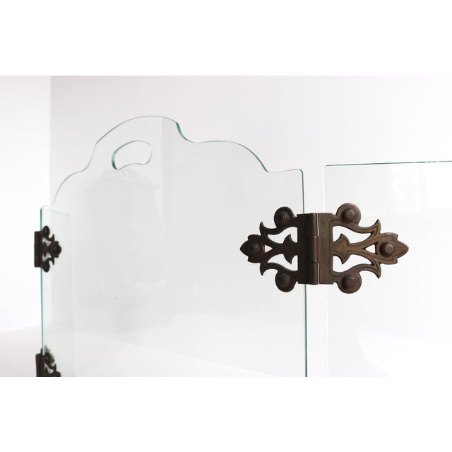 1960s Mid-Century Modern Glass Folding Triptych Fire Screen from Jemeppe, 1960s For Sale - Image 5 of 12