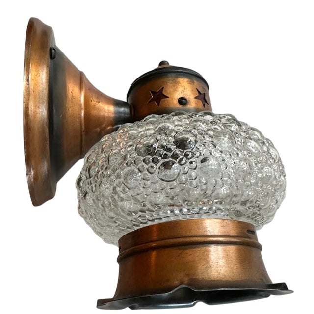 American Copper Bubble Glass and Stars Wall Sconce, Circa 1920 For Sale - Image 3 of 6