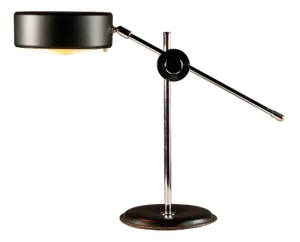 Simris Desk Lamp in Black Leather and Chrome by Anders Pehrson for Ateljé Lyktan, Sweden, 1970s