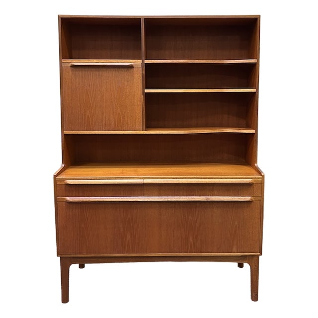 Mid Century Modern Teak Midboard W/ Drop Front Mini-Bar by McIntosh c.1960 For Sale