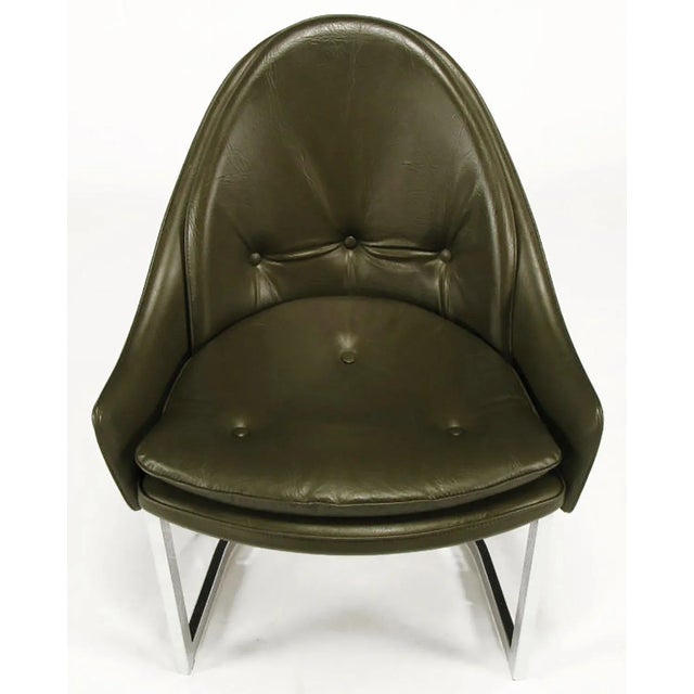 Wood Cantilevered Chrome and Chocolate Brown Spoonback Dining Chairs - Set of 4 For Sale - Image 7 of 7