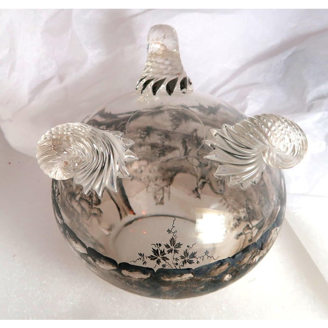 Black Enamel Footed Glass Vase, Fine Quality, in the Style of Lobmeyr and Schwartzlot, Circa 1900 For Sale - Image 14 of 16