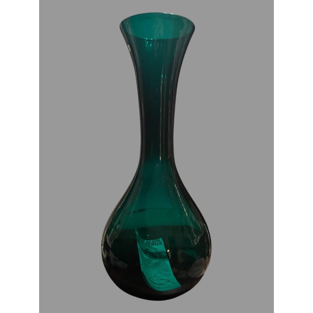 Vintage Blenko Handmade 22.5" Emerald Colored MCM Art Glass Vase In very good original condition showing some typical age-...