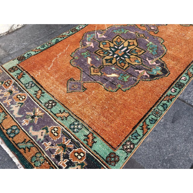 Textile 1960s Turkish Orange Handknotted Runner Rug For Sale - Image 7 of 10