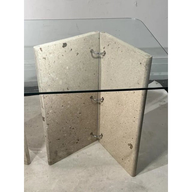 1970s Modernist Italian Travertine & Glass Console/Table For Sale - Image 11 of 13