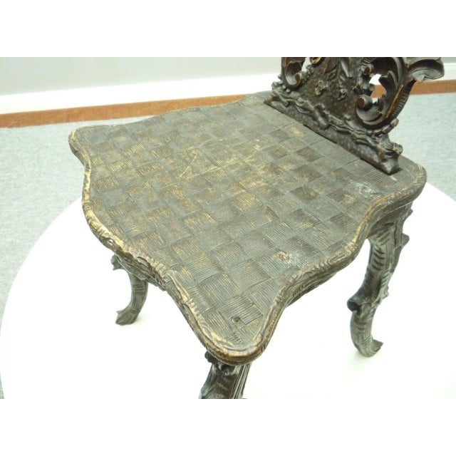 Brown Antique and Hand Carved Oak Chair, 1900s For Sale - Image 8 of 18