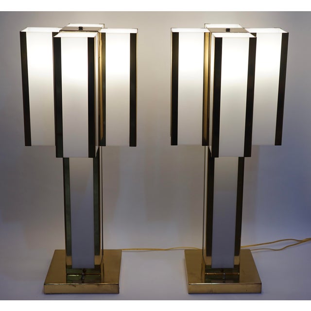 Mid 20th Century Mid-Century Modern Italian Brass and Ivory Table Lamps in the Style of Romeo Rega - a Pair For Sale - Image 9 of 13