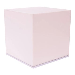 Vintage White Acrylic and Chrome Cube Table Lamp For Sale