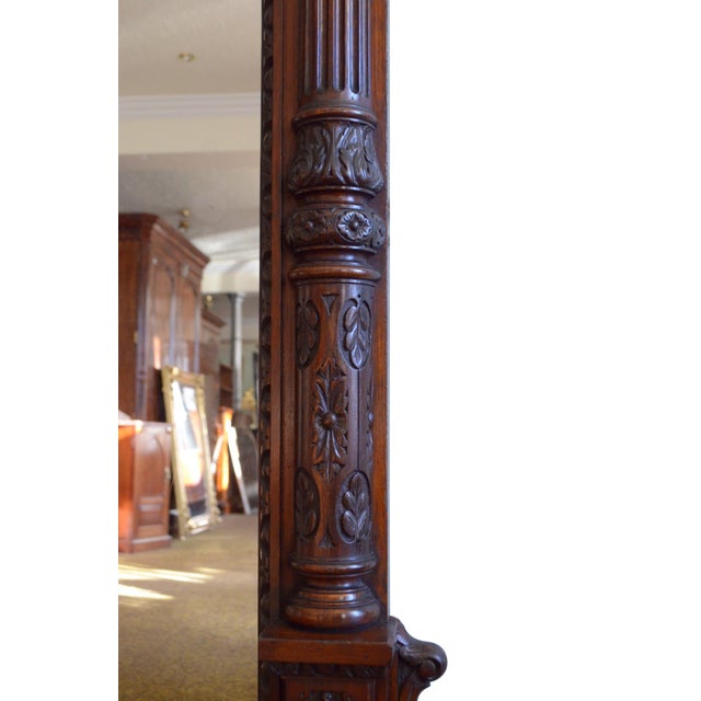 Antique English Oak Mirror with Carved Details, 1880 For Sale - Image 15 of 18