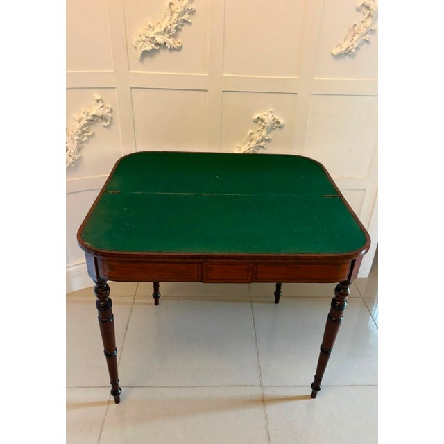 Antique Georgian Mahogany Inlaid Fold-Over Card Table, 1800 For Sale - Image 6 of 14