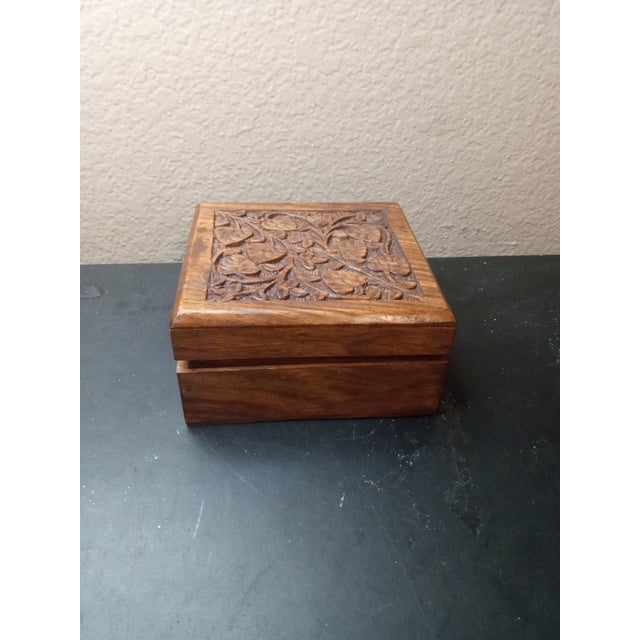 1970s 1970s Gorgeous Carved Sheesham (Rosewood) Tree of Life Trinket Box From India For Sale - Image 5 of 6