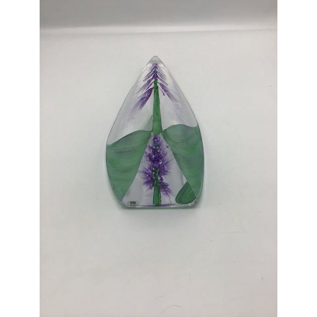 Vintage Paper Weight Mats Jonasson 11” Crystal Orchid Sculpture Signed For Sale - Image 10 of 11