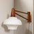 Brown Mid-Century Modernist Milk Glass & Teak Swing Arm Wall Sconce W/ Brass Fittings For Sale - Image 8 of 12