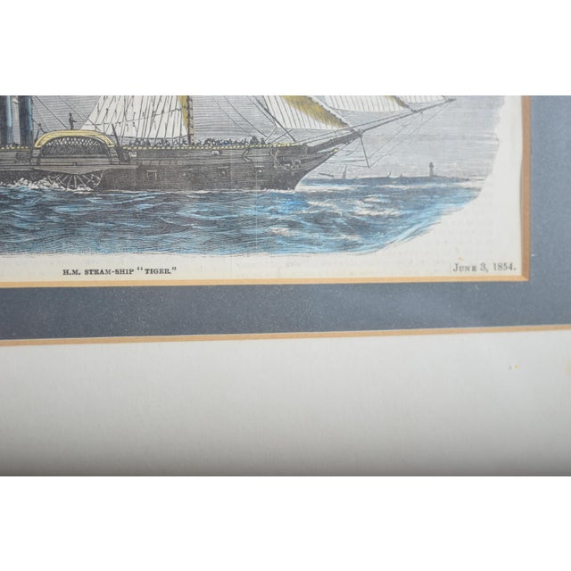 H. M. Steam-Ship Tiger, Hand-Tinted Lithograph, 1854, Framed For Sale - Image 4 of 8
