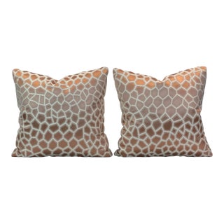 Geometric 20”x20” Feather/Down Pillows - A Pair For Sale