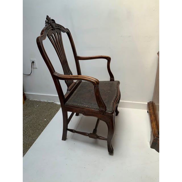 Grand Tour Mid 19th Century Floral Carved Walnut Cabriole Legged Arm Chair For Sale - Image 3 of 10