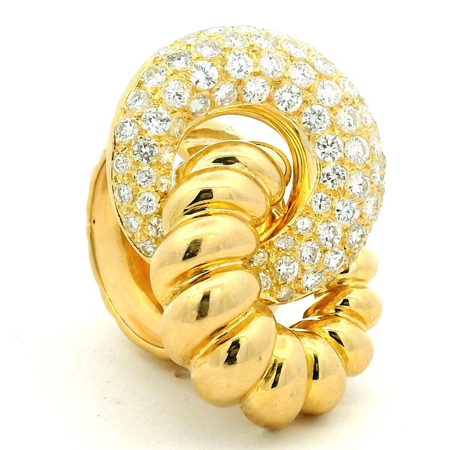 1970s Italian 18k Gold Diamond Swirl Cocktail Ring, 2.75 Carats, Size 7.5 For Sale - Image 10 of 16