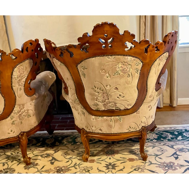 Pair of Italian Mid 20th Century Rococo Style Large Chairs For Sale - Image 4 of 17