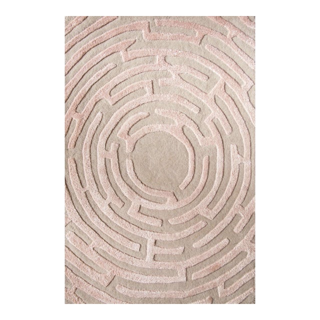 Amiens Hand-Tufted Maze Rug, Peony Pink, 10x14 For Sale