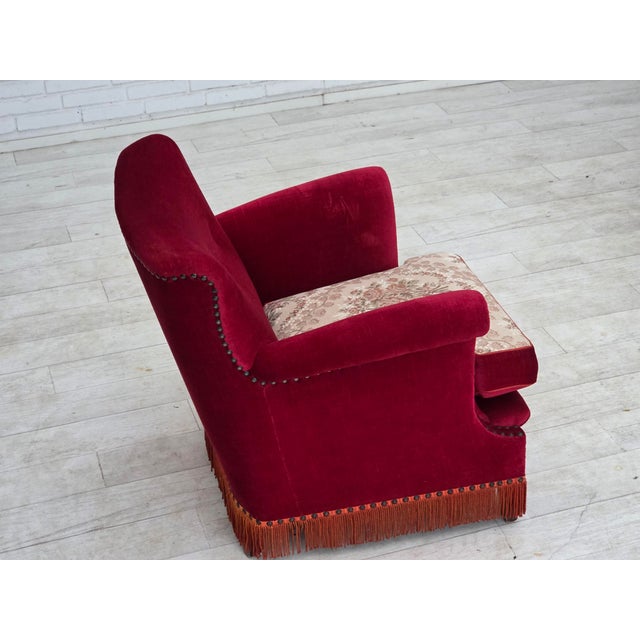 Vintage Danish Lounge Chair in Furniture Velour with Ash Wood Legs, 1970s For Sale - Image 11 of 18