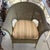 1930's Bar Harbor original green painted wicker chair in fine condition.The ticking cushion is in yellow & green colors...