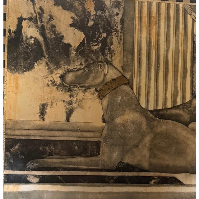 Neoclassical Gilt Framed Print of Two Hounds, Vis a Vis Francesca. For Sale - Image 3 of 3
