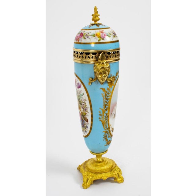 French Duck Egg Blue Sevres Urns, 19th Century, Set of 2 For Sale - Image 14 of 18