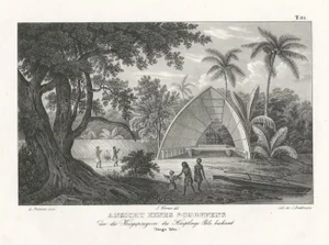 After L.A. de Sainson, Illustration of a Building Protecting the Warriors of Chief Palu, Tonga Tabu, 1836, Print