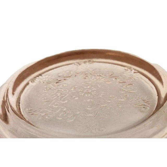 1930s 1930s Hazel Atlas Depression Glass Florentine Pink Cream Soup & Nut Bowl Floral Design For Sale - Image 5 of 7